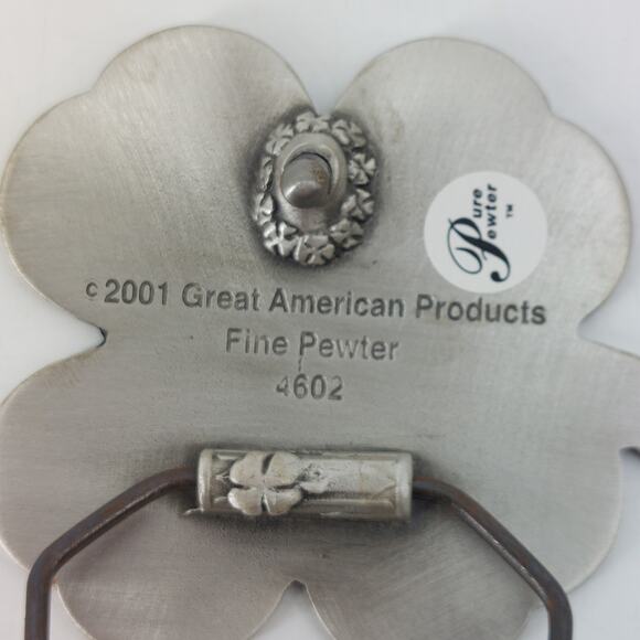 Green Enamel Lucky Clover StPatricks Fine Pewter Belt Buckle - Picture 6 of 12